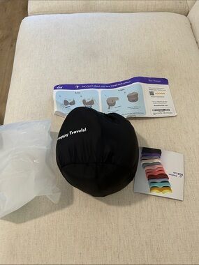 CUSHION LAB Travel Pillow, for Chin & Neck Support, Navy, NWT